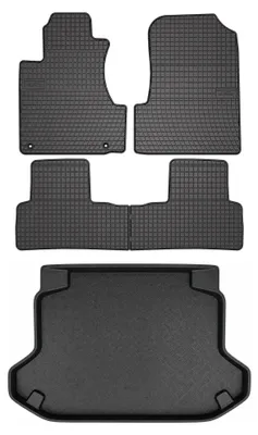 Productafbeelding van Rubberen automatten + kofferbakmat voor Honda CR-V II 2001-2006 – 5-delig, zwart, op maat – Wielganizator SolidPRO