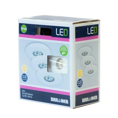 Zdjęcie produktu dla Zestaw 3 lamp wpuszczanych LED 1,8 W 3000K IP44 biały plastik Ø4,5cm Briloner