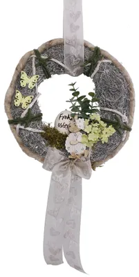 Produktbild von Türkranz OSTERN Rebenkranz geweißt mit Schafmotiv D.25cm Creaflor Home