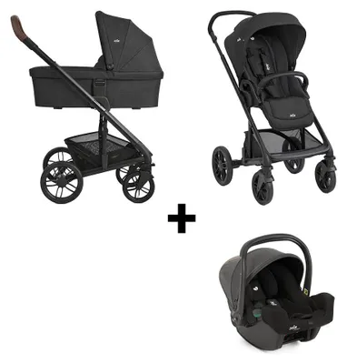 Produktbild von Joie Chrome2 Trio Raven Complete 3-in-1 Set – inkl. i-Snug2 i-Size Babyschale, Adapterset & Regenverdeck, umkehrbarer Sitz, 5-Punkt-Gurt