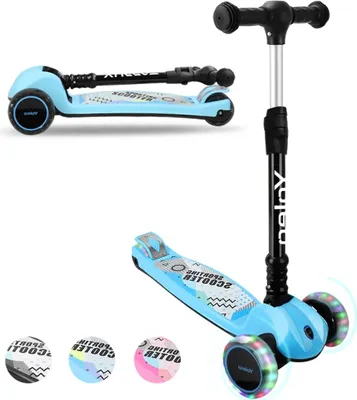 Produktbild von YOLEO Scooter Dreiradscooter mit LED Räder, Hinterbremsen, 4-Stufe höhenverstellbarem, faltbarem Lenker, für Kinder und Jungend ab 3 Jahre, Blau
