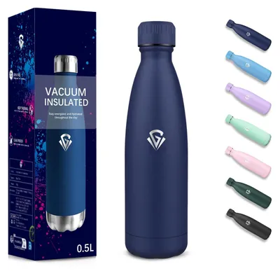 Produktbild von Trinkflasche, 500 ml BPA-frei, Trinkflasche Edelstahl, Doppelwandig Vakuumisolie