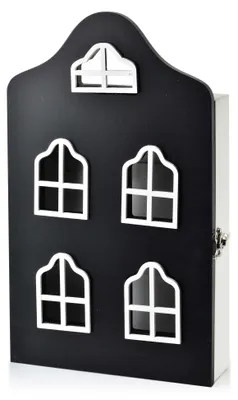Produktbild von Schlüsselkasten Holz home Stacy 17,5 x 5,5 x 29,5 cm Schwarz 6 Schlüsselhaken