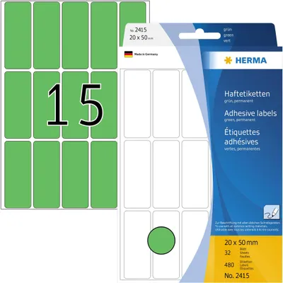 Produktbild von Vielzwecketiketten grün 20x50 mm Papier matt 480 St.