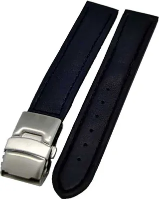 Produktbild von Uhrenarmband Glattleder Faltschließe 22mm blau Ton in Ton