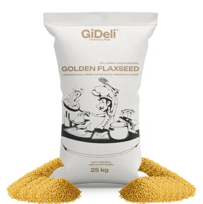 Produktbild von Goldene Leinsamen 25kg Ganze Körner Vegan Natur Ballaststoffreich Backen GiDeli