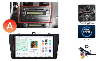 Productafbeelding van Autoradio met touchscreen, multimediaplayer, compatibel met Toyota Avensis Mk3 (T270) 2009-2018, ingebouwde koelventilator, Android GPS-navigatie, model V7 (4GB-64GB) - A