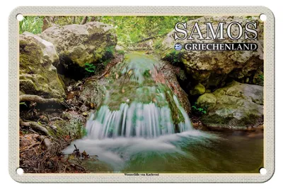 Produktbild von Blechschild Reise 18x12cm Samos Griechenland Wasserfälle Karlovasi
