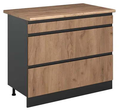 Immagine prodotto di Mobiletto base per cucina Vicco R-Line Rovere dorato/Antracite 100 cm piano di lavoro Rovere dorato, Model 71561