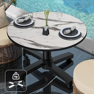 Produktbild von CPBC | Compact Loungetisch | Ø:H 60 x 42 cm | Weiß Marmor / Aluminium | Zusatzgewicht | Bistro Loungetisch Gastro Tisch