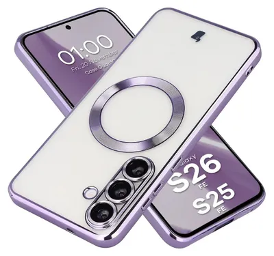 Produktbild von Handyhülle mit Kameraschutz und Magnetring für Galaxy S26 FE / S25 FE, Bizon Case GuardO, Transparent-Violet