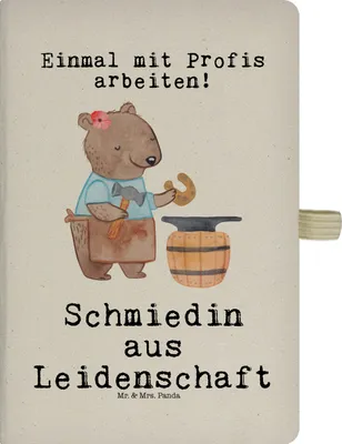 Produktbild von Mr. & Mrs. Panda Skizzenbuch Schmiedin Leidenschaft - Transparent - Geschenk, Journal, Schreibheft, notizbuch, Tagebuch, Kladde, kariertes