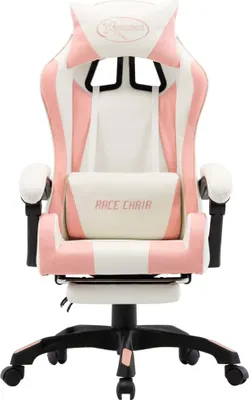 Produktbild von vidaXL Gaming-Stuhl mit Fußstütze Rosa und Weiß Kunstleder