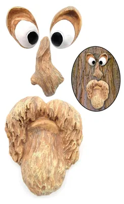 Baumgesicht-Skulptur aus Harz, lustiges Gartendekor, 1 Set