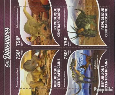 Produktbild von Briefmarken Zentralafrikanische Republik 2015 Mi 5360-5363 Kleinbogen (kompl. Ausgabe) postfrisch Dinosaurier