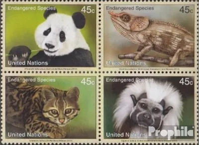 Produktbild von Briefmarken UNO - New York 2012 Mi 1304-1307 Viererblock (kompl.Ausg.) postfrisch Gefährdete Arten