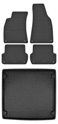 Productafbeelding van Rubberen automatten + kofferbakmat voor Seat Exeo 2008-2015 (stationwagen) – 5-delig, zwart, op maat – Wielganizator