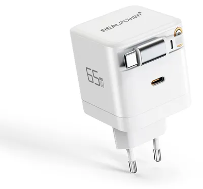 Immagine prodotto di Realpower 547527 REALPOWER GaN Charger 65W weiss,65 Watt, 2x Type-C