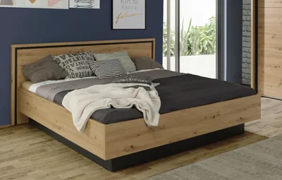 Produktbild von Forte Doppelbett TRONDHEIM 180 x 200 cm Artisan Eiche / Schwarzeiche Optik Natur
