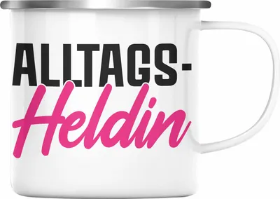 Produktbild von Trendation - Alltags-Heldin Lustige Emaille Tasse Büro Emaille Emaille Tasse Kaffeebecher Kollegin Frau Frauen Lustig (Silber)