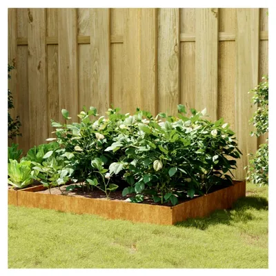 Produktbild von Hochbeet 100x100x26 cm aus Cortenstahl, Palettenrahmen, Hochteich, Gemüsebeet, Kräuterregal für Balkon, Blumenbeet, Kräuterspirale, Tomatenbeet, Pflanzhochbeet