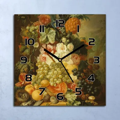 Produktbild von Wanduhr Echt-Glas-Küchenuhr Frücht Kunst Malerei Quarz 30x30 Deko Bilder