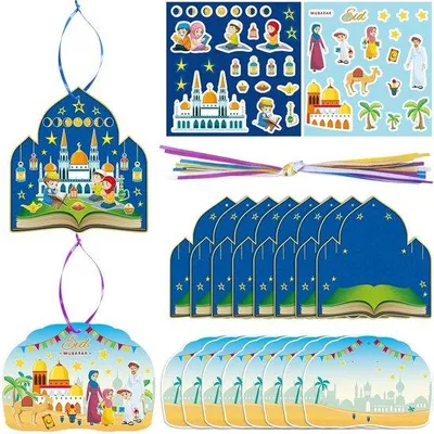 Produktbild von Famanu Bastelset Eid Mubarak - 24 Moschee-Sticker und Karten
