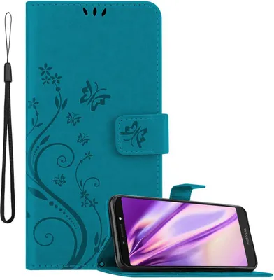 Immagine prodotto di Cadorabo Custodia per Motorola MOTO E5 PLUS Copertura protettiva in blu Copertura protettiva Custodia per telefono cellulare Custodia fiori Custodia fiori