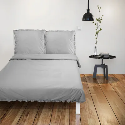 Obrázok produktu pre Sprava postenej bielizne JEMIDI s volnmi - oblieka na prikrvku 220 x 240 cm - sprava na manelsk poste - siv posten bielize - vintage oblieka na prikrvku a vank - siv