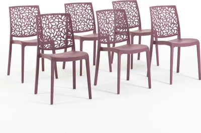 Immagine prodotto di set di 6 sedie impilabili in polipropilene con fibre di vetro per uso esterno e giardino, bar e ristoranti, cucina design moderno - ANNA - malva