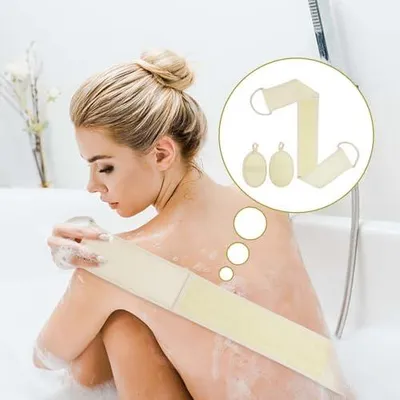 Produktbild von Luffa-Badeschwamm zum Peeling, strukturiert, extra sanft, wiederverwendbar, rutschfest und waschbar für Dusche, Bad und Körperpflege