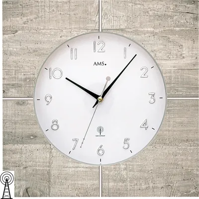 Produktbild von AMS 5547 Wanduhr Funk Funkwanduhr analog Beton-Optik grau eckig