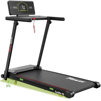 Image de Tapis de course F8 – Tapis de course pliable pour la maison – Inclinaison réglable jusqu'à 5 % – Surface de course extra large (120 x 50 cm) – 12 programmes d'entraînement – Vitesse réglable de 1 à 12 km/h – Silencieux et respectueux des articulations