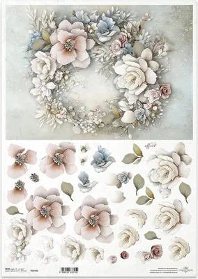 Immagine prodotto di Carta di riso per decoupage carta artigianale per decoupage A3 R1453L  di fiori 3D