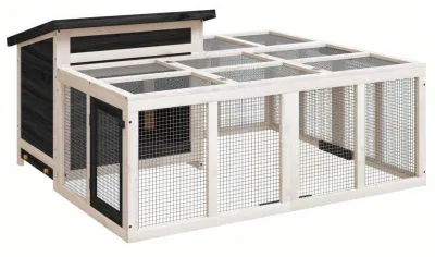 Productafbeelding van Konijnenhok – Houten knaagdierenverblijf voor buiten en binnen – Massief grenenhout – 144 cm