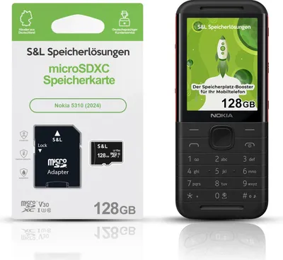 Produktbild von microSD Speicherkarte S&L für Nokia 5310 (2024) - Speicherkapazität: 128 GB