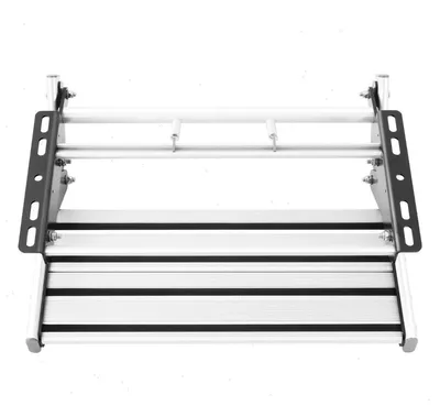 Obrázek produktu pro Schůdek pro obytný vůz – ruční schůdek z hliníku – jednodílný – protiskluzový – nosnost 150 kg – 54 × 61 × 20 cm – stříbrný
