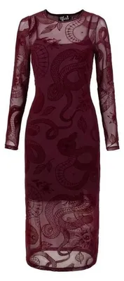 Produktbild von Hell Bunny Mittellanges Kleid Damen SNAKE CHARMER DRESS - NEW COLOUR dunkelrot S
