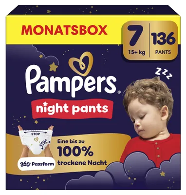 Produktbild von Pampers Night Pants Größe 7, 136 Windeln, 15kg+