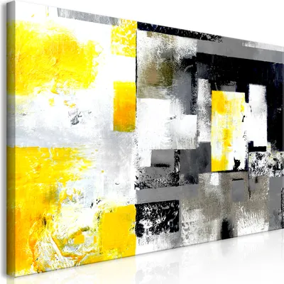 Produktbild von Wandbild Mega XXXL Abstrakt 250x125 cm Einteiliger XXL-Format Kunstdruck zur Selbstmontage Leinwandbilder moderne Bilder DIY Wanddekoration Wohnung Deko grau gelb a-A-0433-ak-e