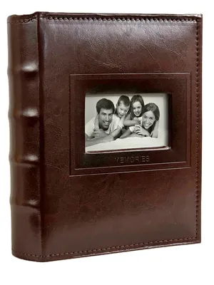 Image de Album à pochettes pour 300 photos (10 x 15 cm), finition façon cuir, espace pour annotations, fenêtre pour photo, modèle PS-2 (marron foncé).