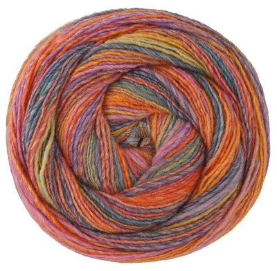 Produktbild von Lana Grossa GOMITOLO DISEGNO 200 g Dochtgarn mit Farbverlauf 700 m Farbe 523 - Lila/Pistazie/Pink/Rotorange/Orange/Petrol/Jeansblau