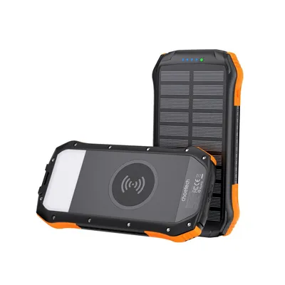 Produktbild von Choetech Solar Powerbank mit induktivem Laden 10000mAh Qi 5W orange (B659)