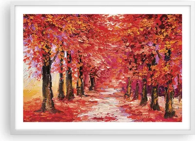 Produktbild von Gerahmtes Poster - Weißer Rahmen - Herbst Park Allee - 70x50 cm - Wand Bild - Wanddeko - Wandbilder - Kunstposter - Wandposter - Bilderrahmen - Bilder - Kunstdruck - Wandbild - P2WAA70x50-4292