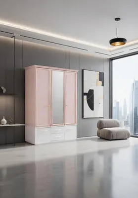 Productafbeelding van Kledingkast in modern design met spiegel en 3 deuren
