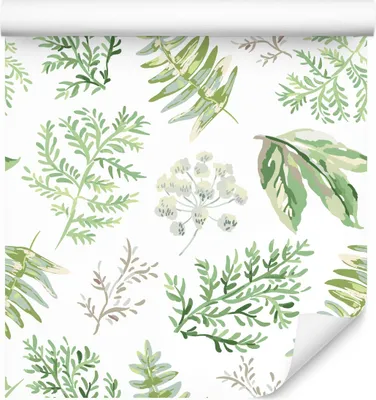 Produktbild von 10m VLIES TAPETE Rolle Wohnzimmer Pflanzen Natur Blätter Flora Gemalt XXL