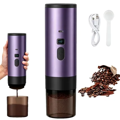 Immagine prodotto di Macchina per caffè espresso a capsule, ricaricabile tramite USB, pressione di 15 bar, colore: lilla