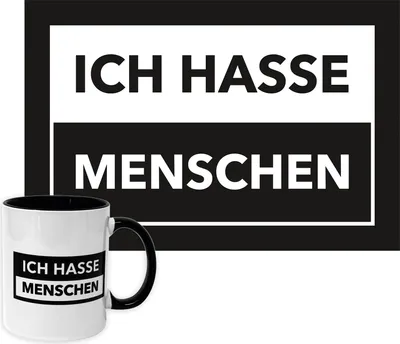 Produktbild von Ich hasse Menschen Tasse und Fußmatten Set