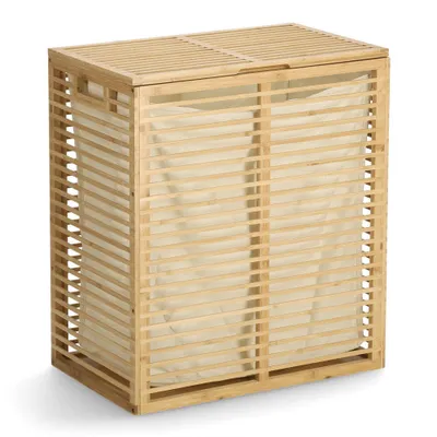 Obrázek produktu pro Koš na prádlo Zeller, bambus/bavlna, 54x33x61 cm, hnědá