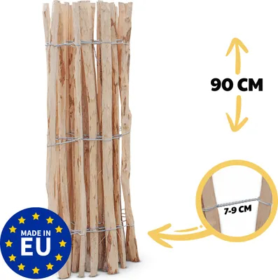 Produktbild von Staketenzaun Haselnuss Höhe 90 cm, Länge 5 Meter, Lattenabstand 7-9 cm